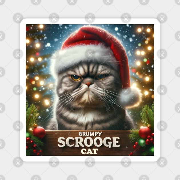 Grumpy  Scrooge Cat Magnet by TooplesArt