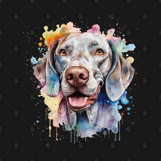 Weimaraner Bright Watercolor Painting by nonbeenarydesigns