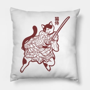 The samurai cat - line Pillow