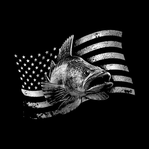 Walleye fishing vintage style USA flag by MarkusShirts