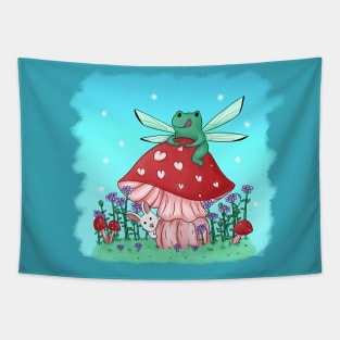 Fairy frog on a mushroom Tapestry