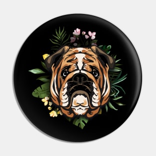 Bulldog in floral Pin