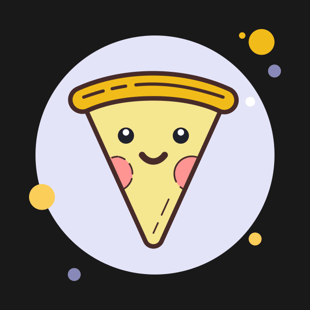 Kawaii Pizza Cartoon Cute Baby Face by InkyArt