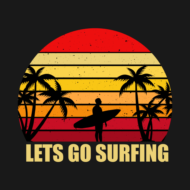 Logo with sunset and surfboard by Dominic Becker