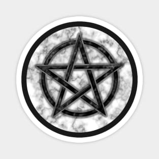 Black Pentacle on White Marble Magnet