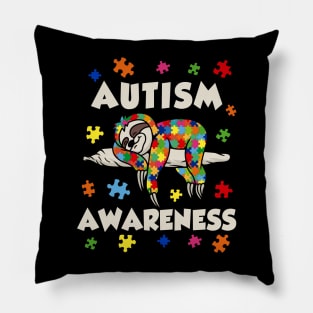 Sloth Lover Autism Awareness Puzzle Piece Autistic Kids Mom Pillow