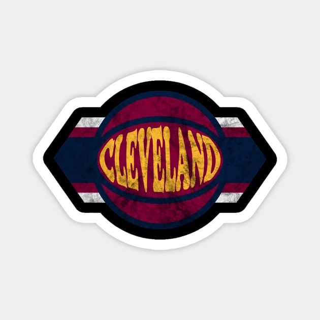 Cleveland Basketball retro and distressed ball and stripe Magnet by MulletHappens