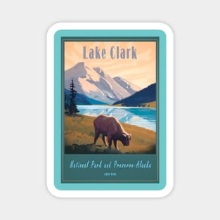 Lake Clark National Park Vintage Travel Poster Magnet