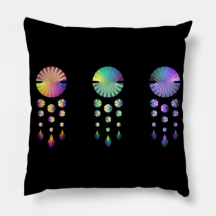 Dream Catchers | Sunset Peacock Nebula Red Yellow Green Blue Pink Black Pillow