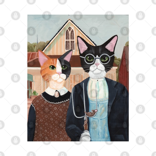 Ameowican Gothic by KilkennyCat Art