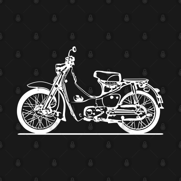 Super Cub Motorcycle White Sketch Art by DemangDesign