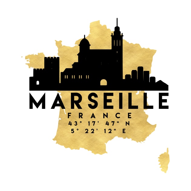 Marseille France Skyline Map Art by deificusArt