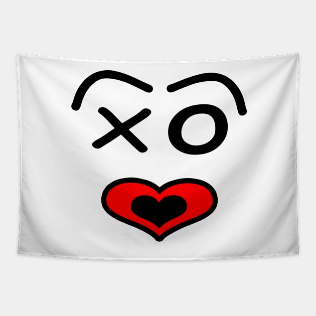 Funny love face - black and red. Tapestry by kerens