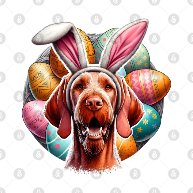 Wirehaired Vizsla Sports Bunny Ears for Easter Joy by ArtRUs