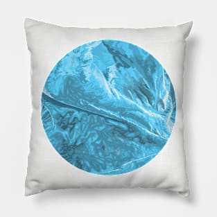 Creased mandala in blue fabric pattern with folds Pillow