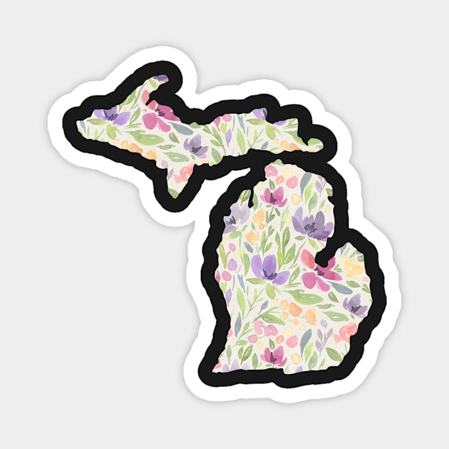 Michigan Silhouette Florals Magnet by randomolive