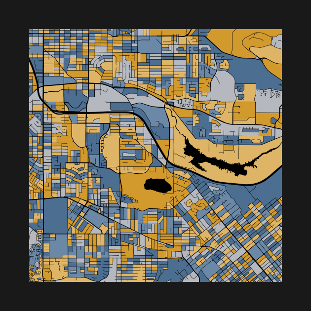 Burnaby Map Pattern in Blue & Gold by PatternMaps