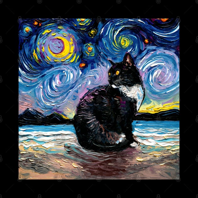 Black Tuxedo Cat Night 2 by sagittariusgallery