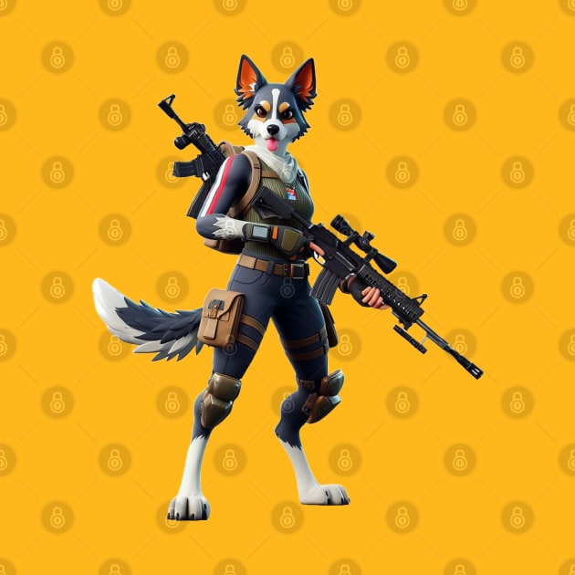 Fortnite inspired female dog warrior by The Artful Barker