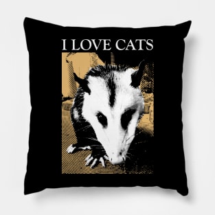 I Love Cats Opossum Vintage Pillow