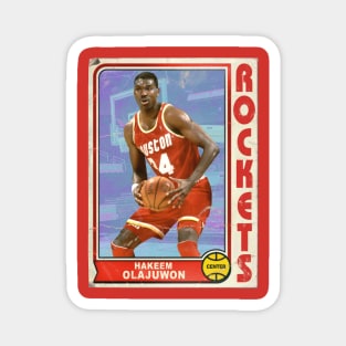 Hakeem Olajuwon Retro Style 90s Trading Card Magnet