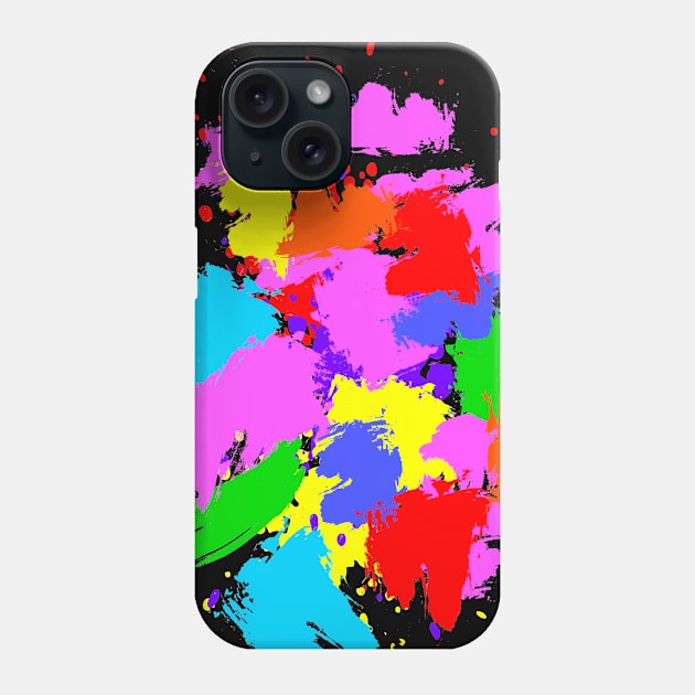 Random brush strokes with bright splashes abstract. Phone Case by Inari