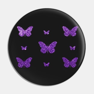 Purple Faux Glitter Butterflies Pin