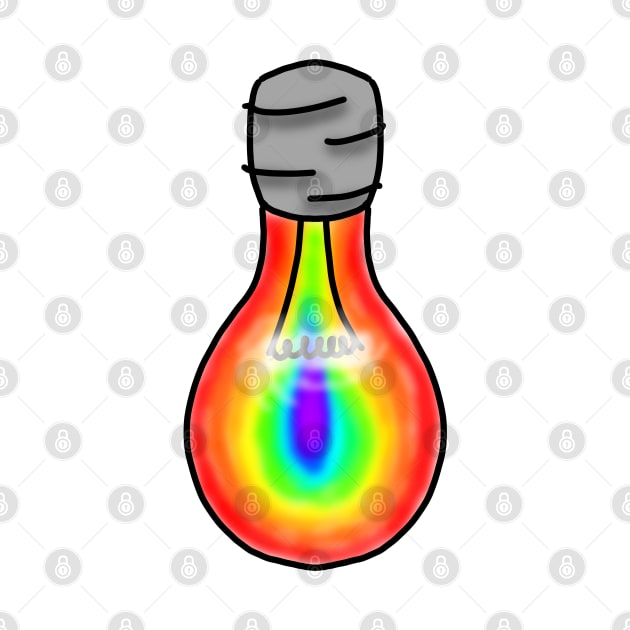 Brightly coloured rainbow light bulb by emilyanime1351