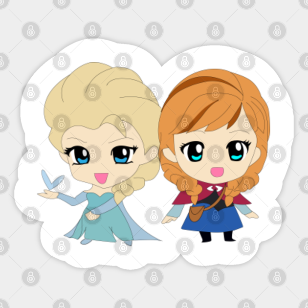 Frozen Elsa Anna Chibi Frozen Sticker Teepublic You can help one for them you like or you can help them one by one. frozen elsa anna chibi