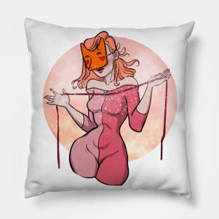 A Girl in a Fox Mask Pillow