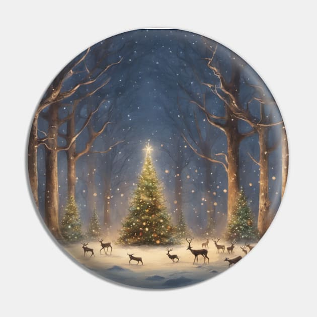 Winter Whispers: Gleaming Evergreen Festivities Tee Pin by aim apparel