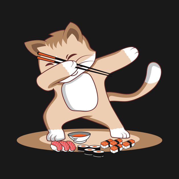 'Dabbing Chef Sushi Cat' Funny Sushi Gift by ourwackyhome