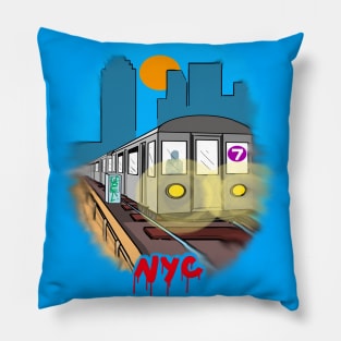 NYC Subway Series 7 Train Pillow