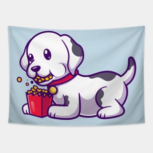 Cute Dalmatian Dog Eating Pop Corn Cartoon Tapestry