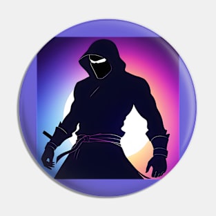 Ninja silhouette with moon Pin