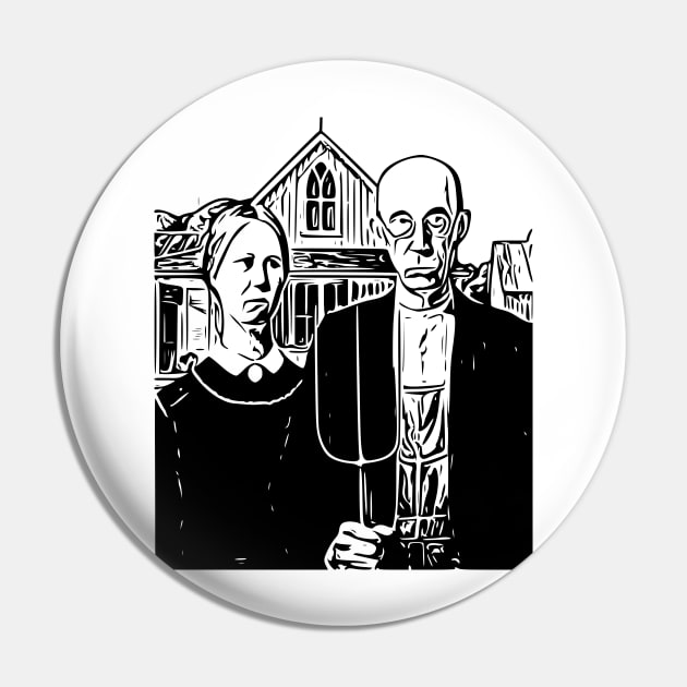 Grant Wood | American Gothic | Line art Pin by Classical