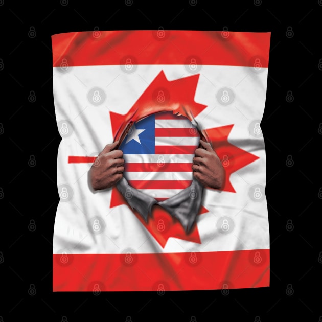 Liberia Flag Canadian Flag Ripped - Gift for Liberian From Liberia by Country Flags