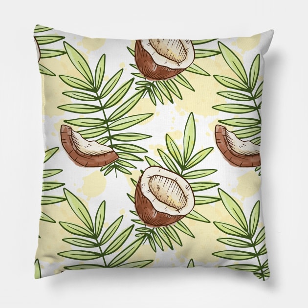 Coconut, Palm, Leaves, Tree of Life, Charcoal, Oil Gift Pillow by WiggleMania
