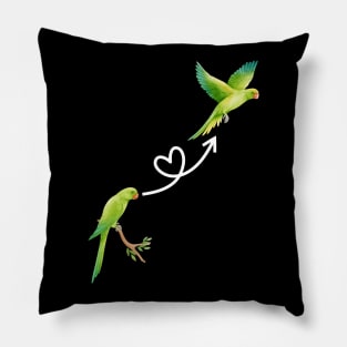 Funny cute green parrot flying parrot owner birdwatching Pillow