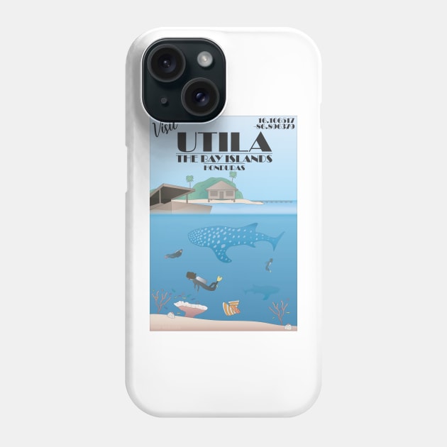 Utila Honduras The Bay Islands Retro Travel Phone Case by JDP Designs