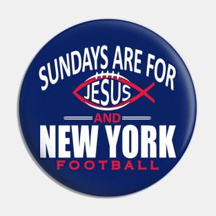 New York Big Blue Pro Football and Jesus on Sunday Pin