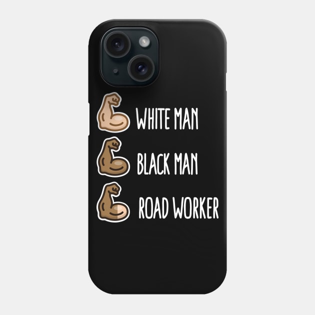 White man black man road worker paving emoticon (light design) Phone Case by LaundryFactory