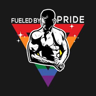 Fueled by Pride Gay Pride Guy in Rainbow Triangle Gift T-Shirt