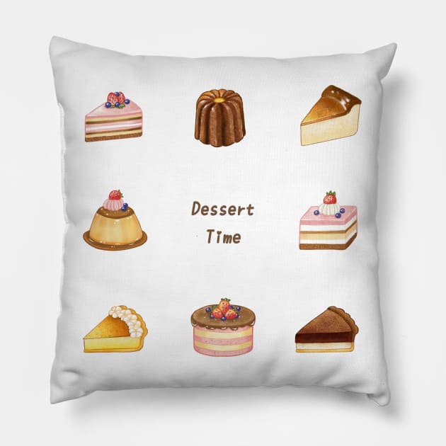 Dessert Time❤️ Pillow by Rose Chiu Food Illustration