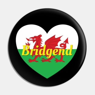 Bridgend Wales UK Wales Flag Heart Pin