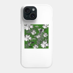Birds and Magnolias Toile Green Pattern Phone Case