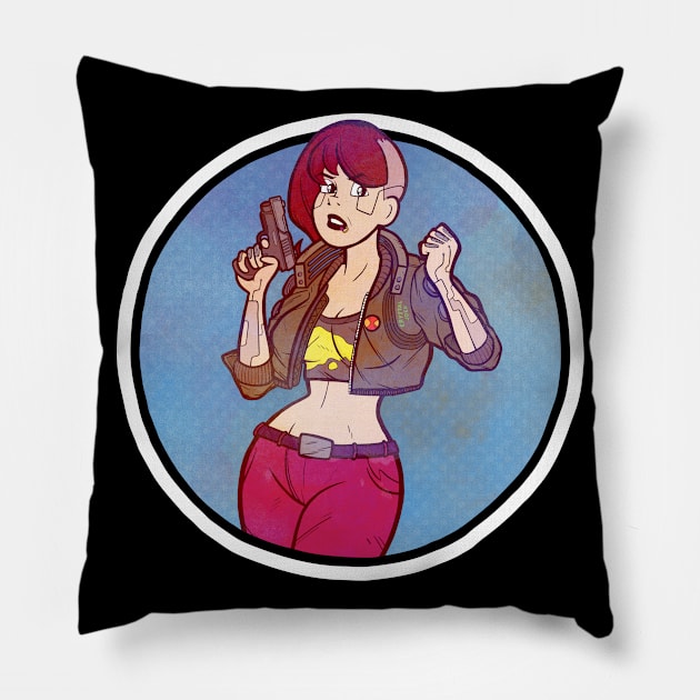 Cyberpunk Betty Pillow by Baddest Shirt Co.