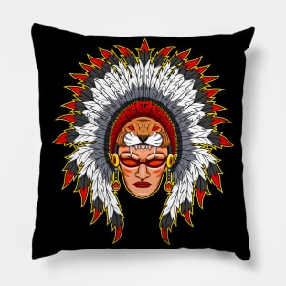 Tribal Chief Head Mascot Pillow