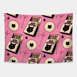 Highly Flammable Black Cat Pattern in pink Tapestry