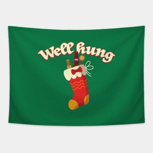 Well Hung - funny christmas Tapestry